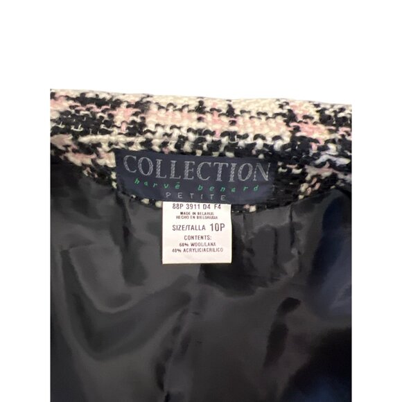 Vintage  Collection by Harvé Benard Authentic Blazer Plaid Pink White Black Jack - Picture 7 of 8